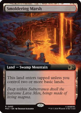 Smoldering Marsh (Extended Art) (MSC-493) [Commander: Marvel Super Heroes] Foil