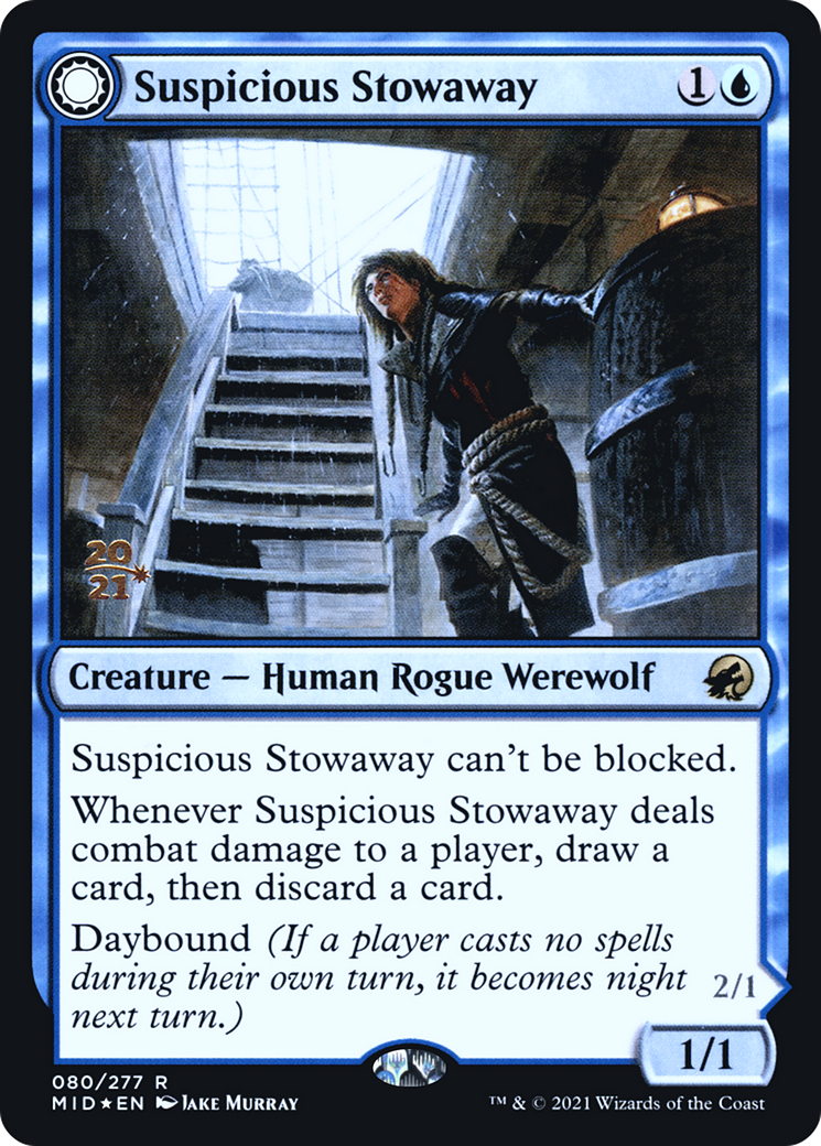 Suspicious Stowaway (PRE-80S) [Innistrad: Midnight Hunt Promos] Foil