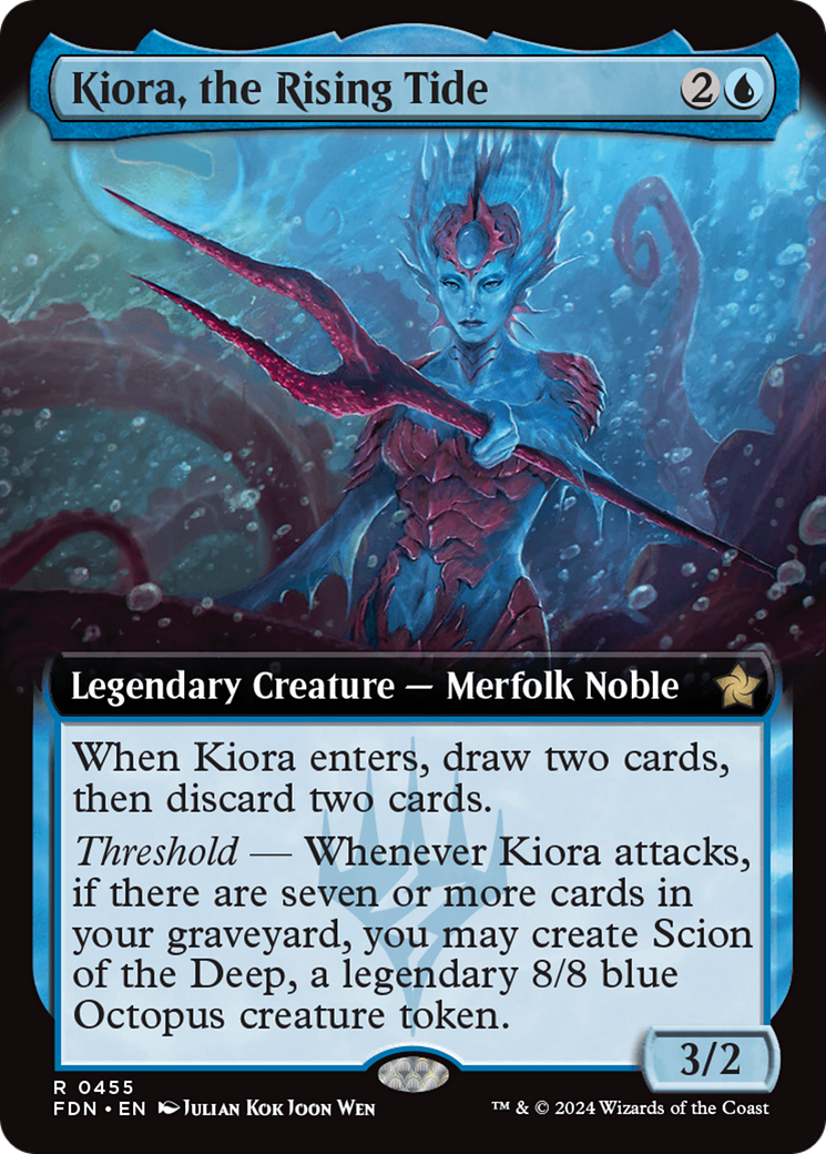 Kiora, the Rising Tide (FDN-455) [Foundations]: (Extended Art) Foil