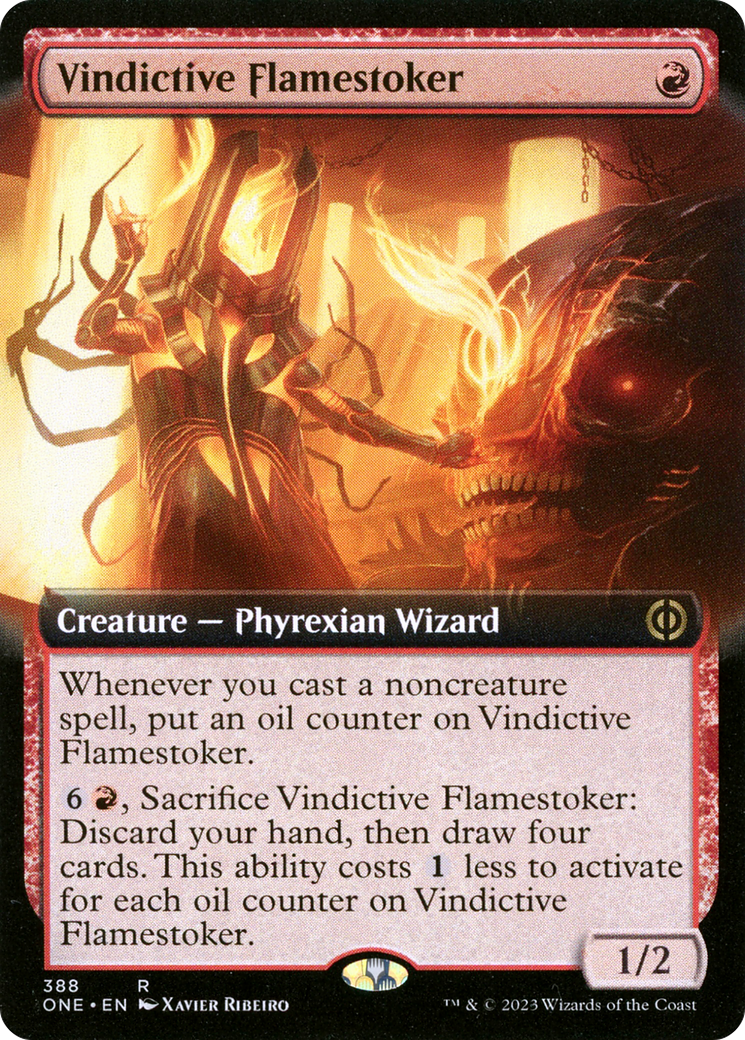 Vindictive Flamestoker (ONE-388) [Phyrexia: All Will Be One]: (Extended Art)