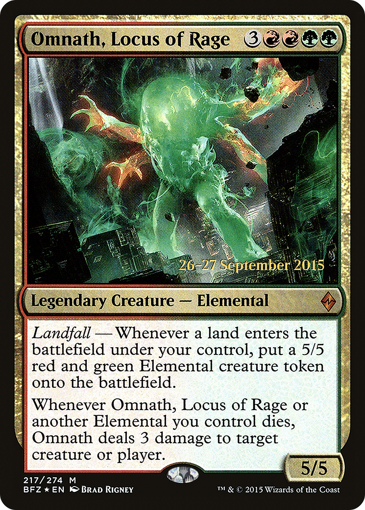 Omnath, Locus of Rage (PRE-217S) [Battle for Zendikar Promos] Foil