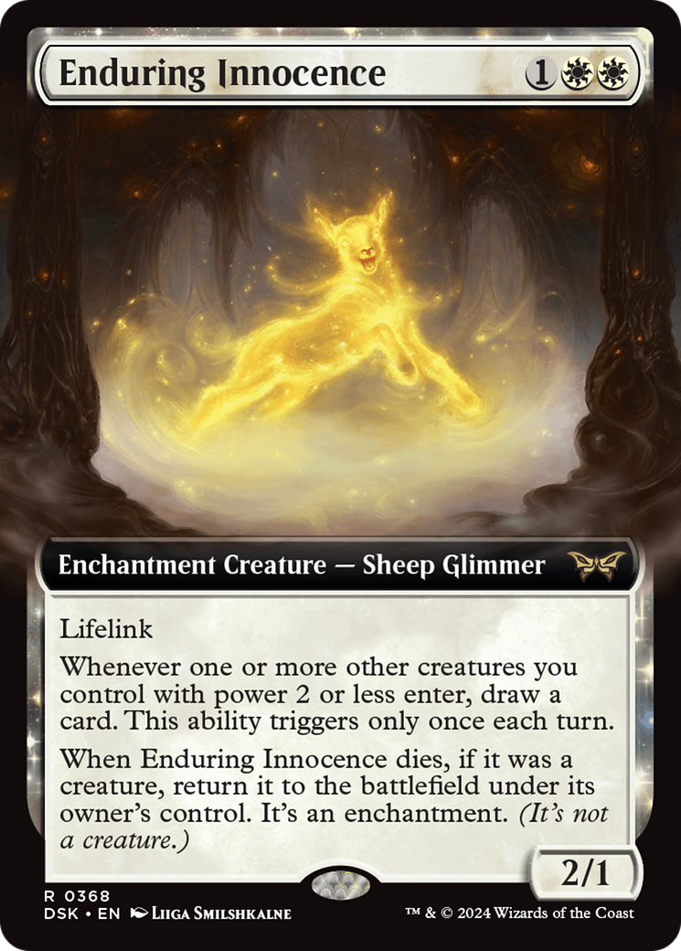 Enduring Innocence (DSK-368) [Duskmourn: House of Horror]: (Extended Art, enchantment) Foil