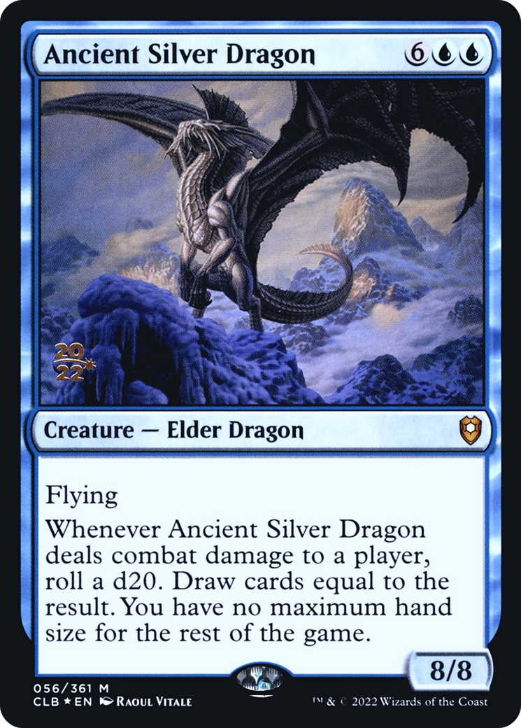 Ancient Silver Dragon (PRE-056) [Battle for Baldur's Gate Promos] Foil