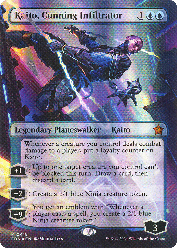 Kaito, Cunning Infiltrator (FDN-418) [Foundations] (Borderless) Foil