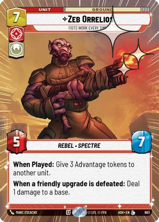 Zeb Orrelios - Fists Work Every Time (Hyperspace Foil) (663) [Ashes of the Empire] Foil
