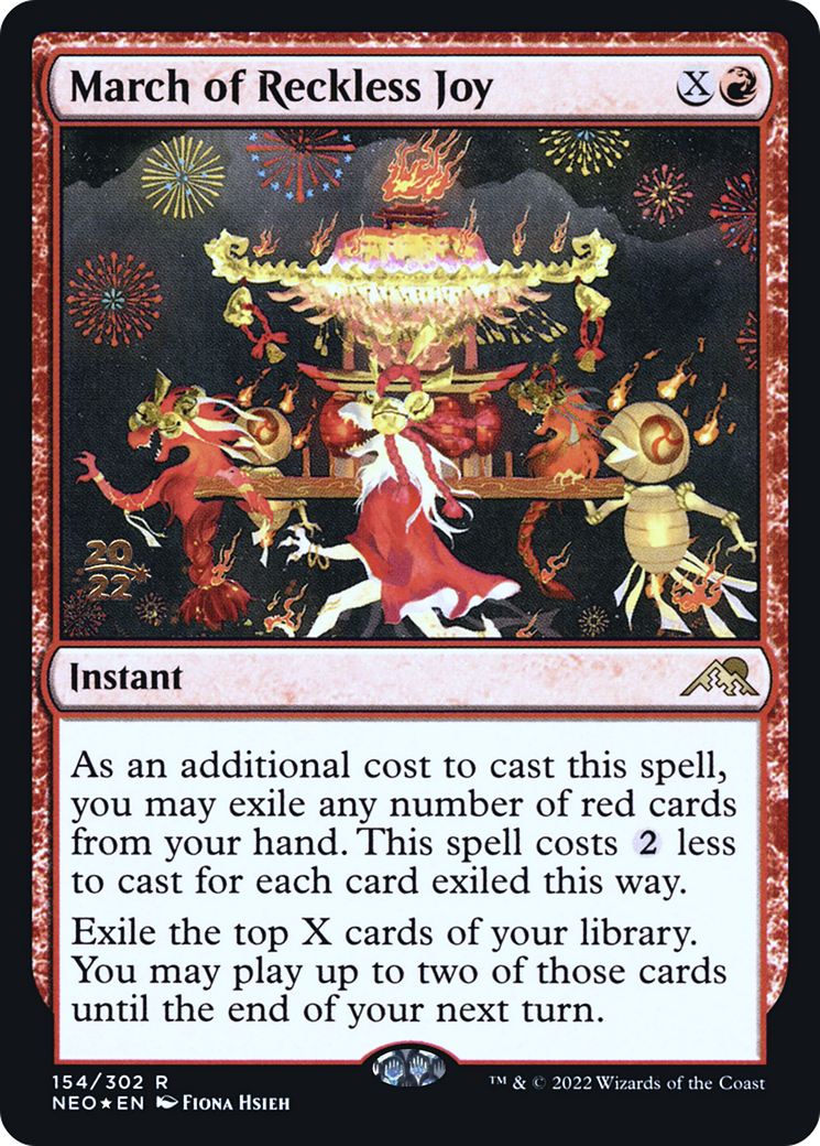March of Reckless Joy (PRE-154) [Kamigawa: Neon Dynasty Promos] Foil
