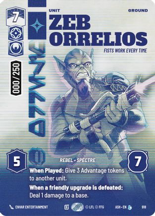 Zeb Orrelios - Fists Work Every Time (Serialized) (918) [Ashes of the Empire] Foil