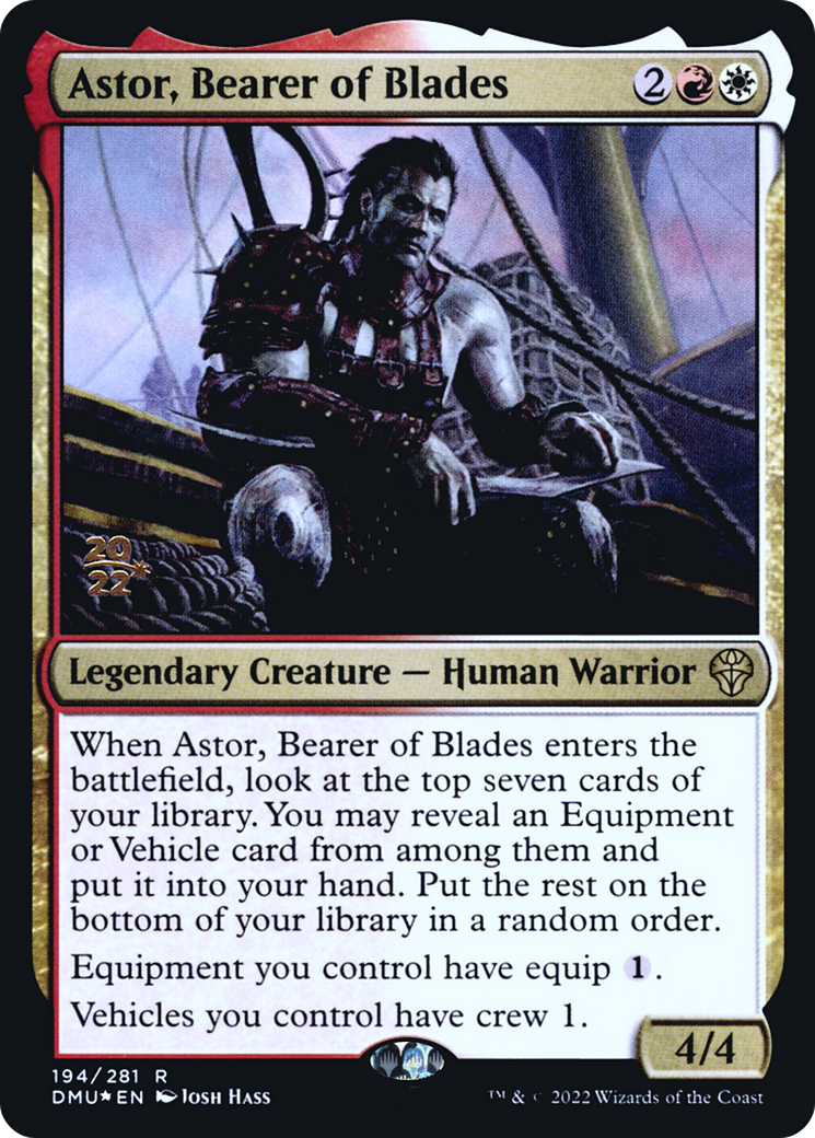 Astor, Bearer of Blades (PRE-194S) [Dominaria United Promos] Foil