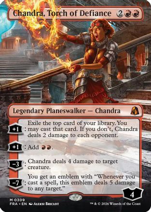 Chandra, Torch of Defiance (Borderless) (FRA-309) [Reality Fracture] Foil