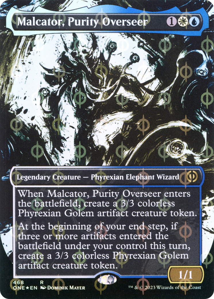 Malcator, Purity Overseer (ONE-468) [Phyrexia: All Will Be One]: (Showcase) (Borderless) Foil