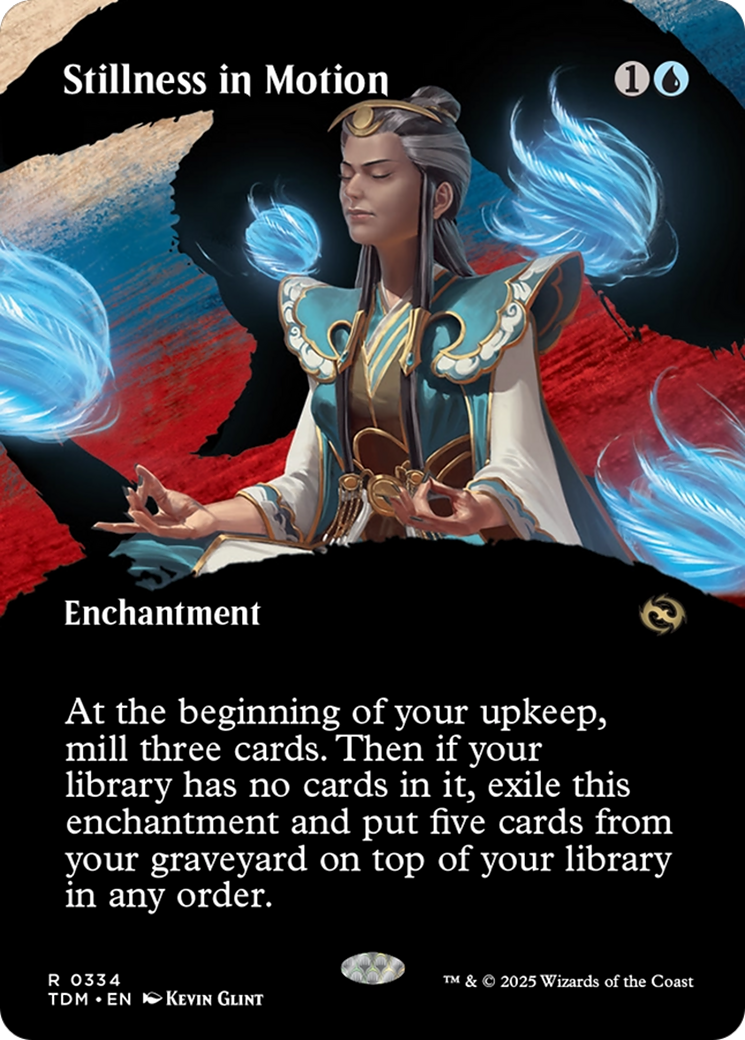 Stillness in Motion (TDM-334) [Tarkir: Dragonstorm]: (Showcase, enchantment) (Borderless) Foil