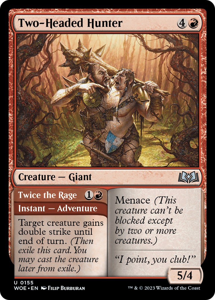 Two-Headed Hunter // Twice the Rage (WOE-155) [Wilds of Eldraine] Foil