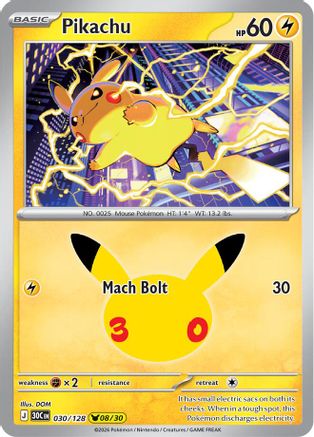 Pikachu - 030/128 30 - [ME 30th Celebration] Holofoil