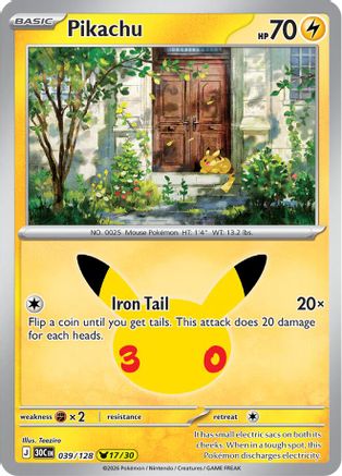 Pikachu - 039/128 39 - [ME 30th Celebration] Holofoil