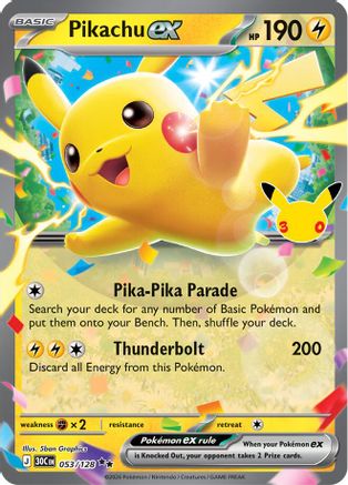 Pikachu ex - 053/128 53 - [ME 30th Celebration] Holofoil