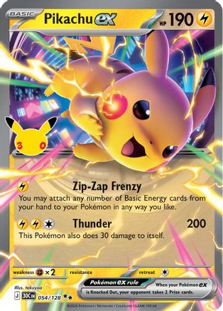 Pikachu ex - 054/128 54 - [ME 30th Celebration] Holofoil