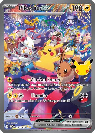 Pikachu ex - 150/128 150 - [ME 30th Celebration] Holofoil