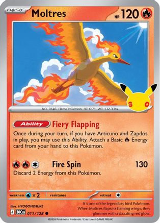 Moltres - 011/128 11 - [ME 30th Celebration] Holofoil