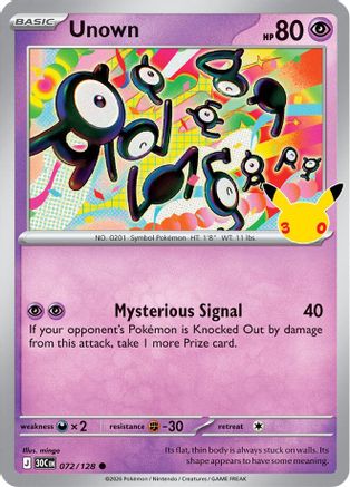 Unown 72 - [ME 30th Celebration] Holofoil