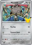Galarian Meowth - 101/128 101 - [ME 30th Celebration] Holofoil