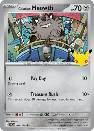 Galarian Meowth - 101/128 101 - [ME 30th Celebration] Holofoil