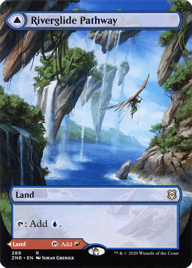 Riverglide Pathway // Lavaglide Pathway (ZNR-289) [Zendikar Rising]: (Showcase) (Borderless) Foil
