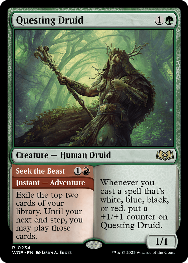 Questing Druid // Seek the Beast (WOE-234) [Wilds of Eldraine] Foil