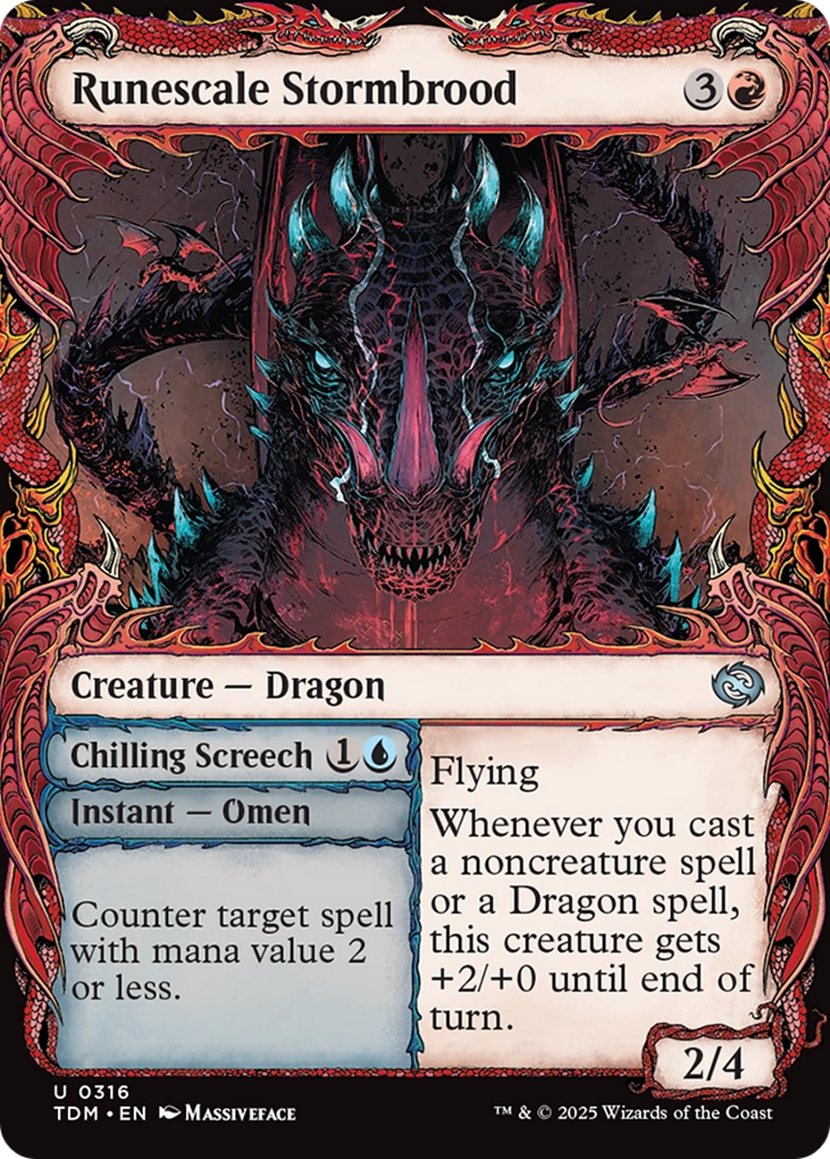Runescale Stormbrood // Chilling Screech (TDM-316) [Tarkir: Dragonstorm]: (Showcase)