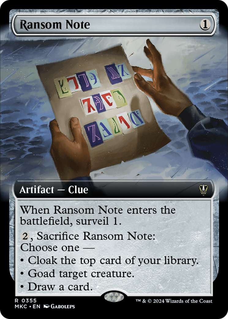 Ransom Note (MKC-355) [Murders at Karlov Manor Commander]: (Extended Art)
