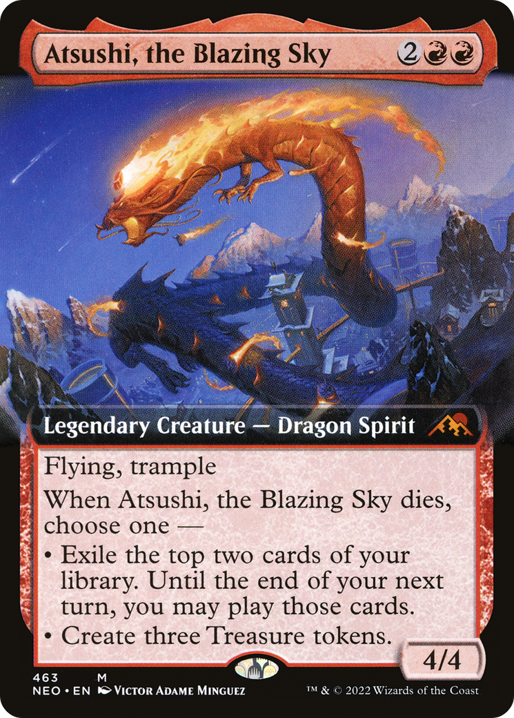Atsushi, the Blazing Sky (NEO-463) [Kamigawa: Neon Dynasty]: (Extended Art) Foil