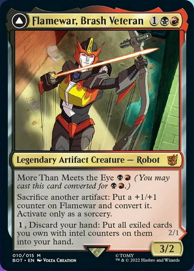 Flamewar, Brash Veteran // Flamewar, Streetwise Operative (BOT-010) [Transformers]: (convertdfc) Foil