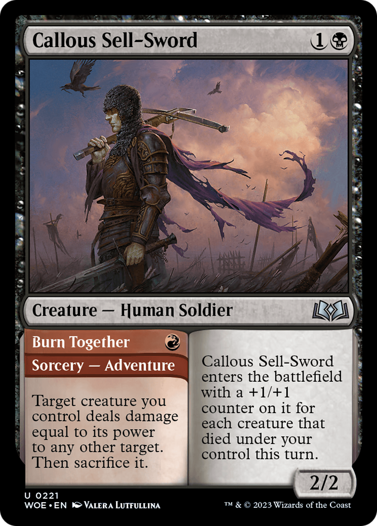 Callous Sell-Sword // Burn Together (WOE-221) [Wilds of Eldraine] Foil