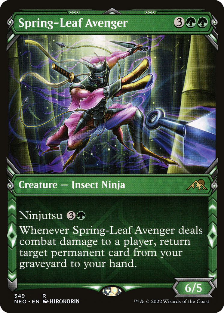 Spring-Leaf Avenger (NEO-349) [Kamigawa: Neon Dynasty]: (Showcase) Foil