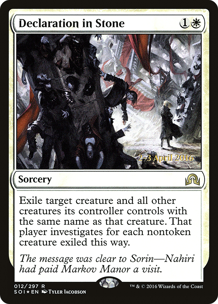 Declaration in Stone (PRE-12S) [Shadows over Innistrad Promos] Foil