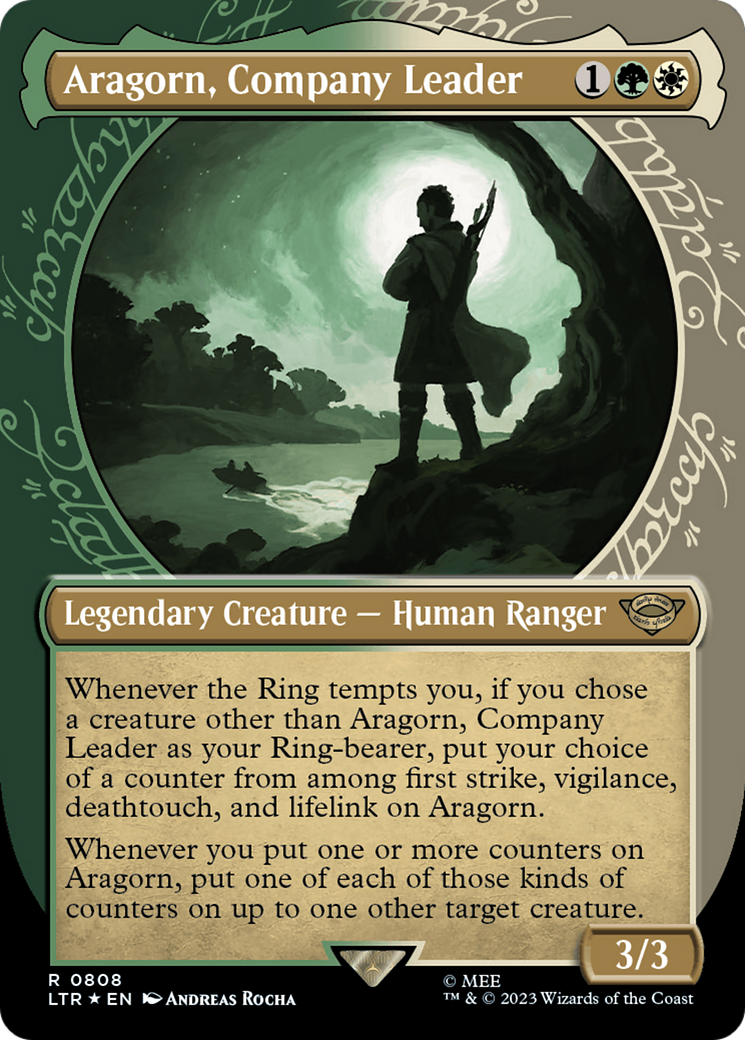 Aragorn, Company Leader (LTR-808) [The Lord of the Rings: Tales of Middle-earth]: (Showcase) (Borderless) Foil