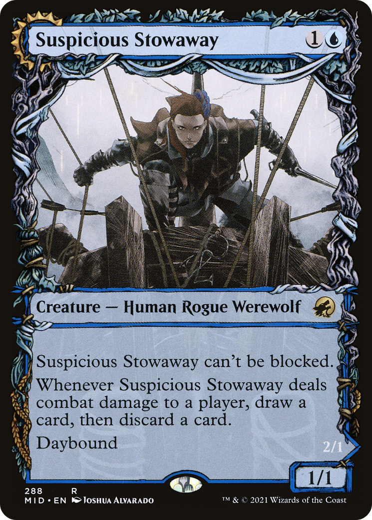 Suspicious Stowaway // Seafaring Werewolf (MID-288) [Innistrad: Midnight Hunt]: (Showcase, Double Faced Transform) Foil