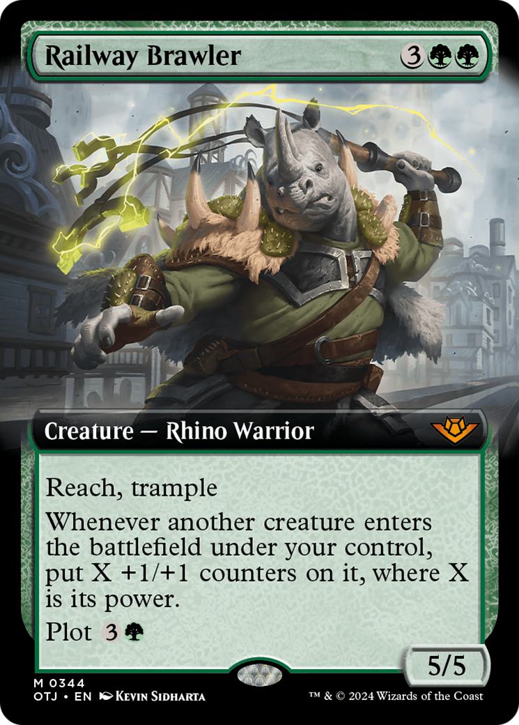 Railway Brawler (OTJ-344) [Outlaws of Thunder Junction]: (Extended Art) Foil