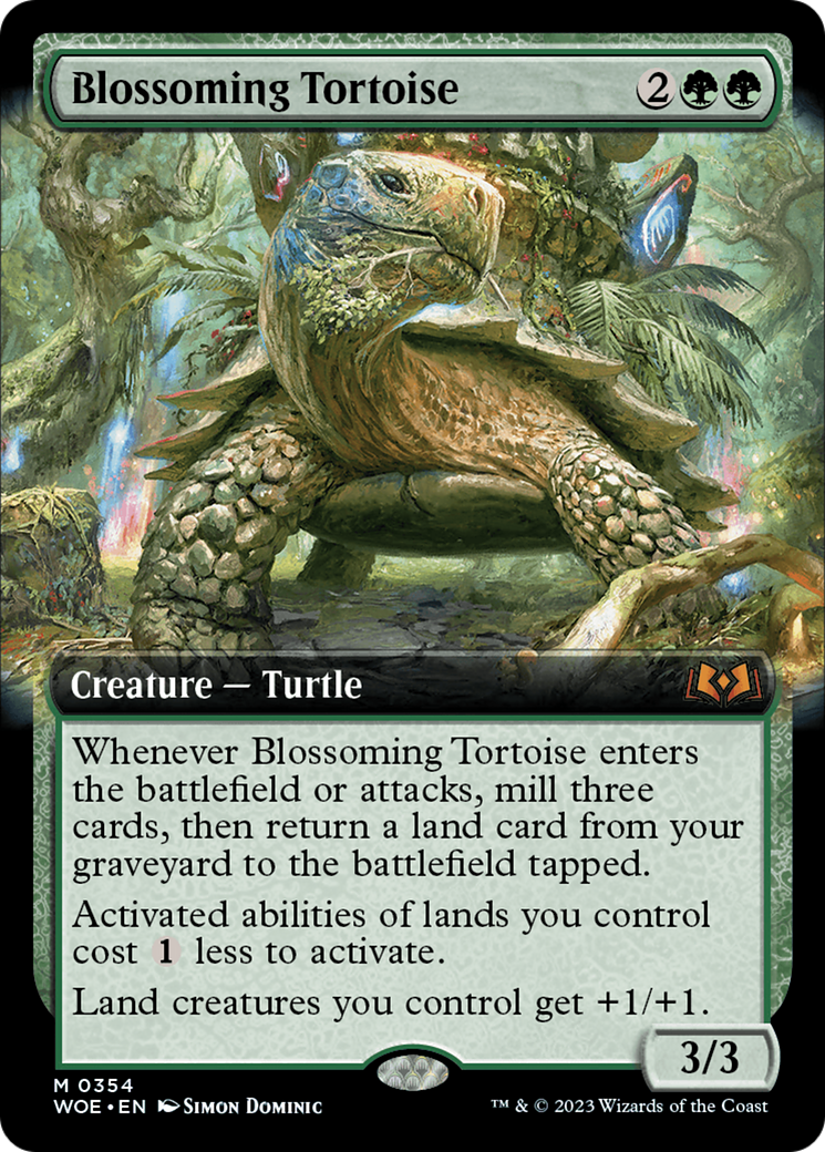 Blossoming Tortoise (WOE-354) [Wilds of Eldraine]: (Extended Art)