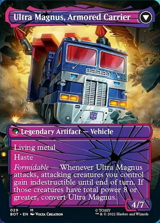 Ultra Magnus, Tactician // Ultra Magnus, Armored Carrier (BOT-029) [Transformers]: (convertdfc, shatteredglass) (Borderless) Foil