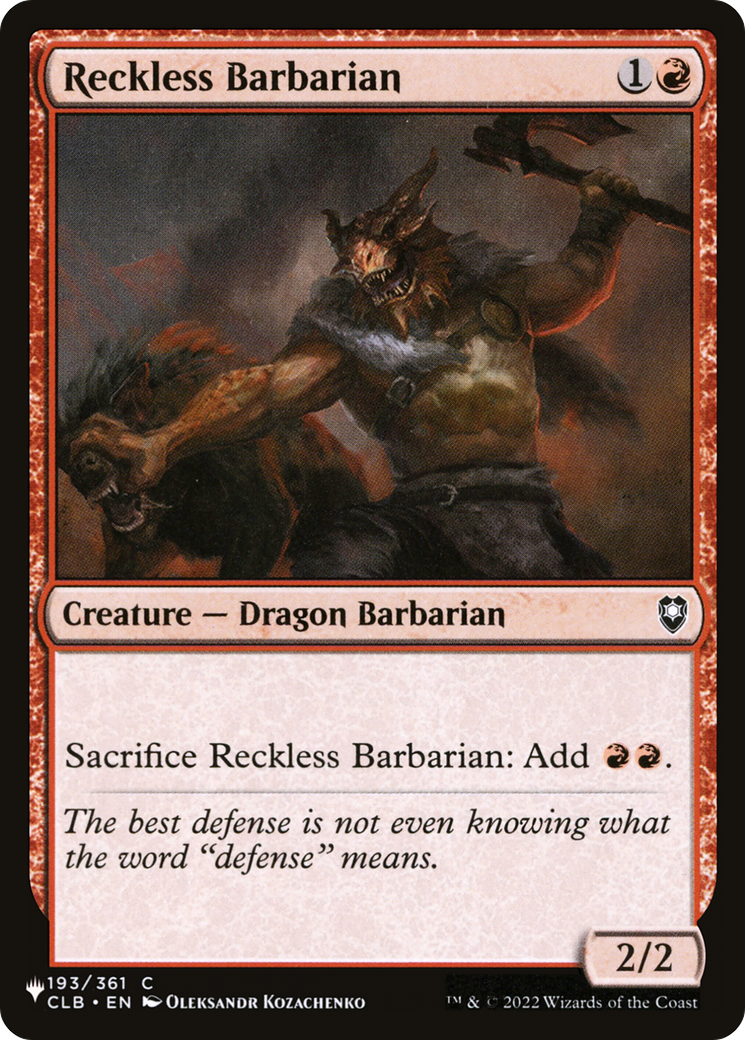 Reckless Barbarian (LIST-CLB-193) [The List]