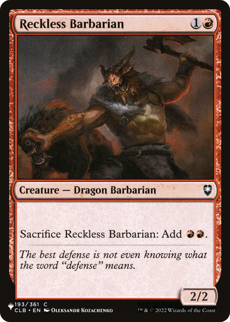 Reckless Barbarian (LIST-CLB-193) [The List]