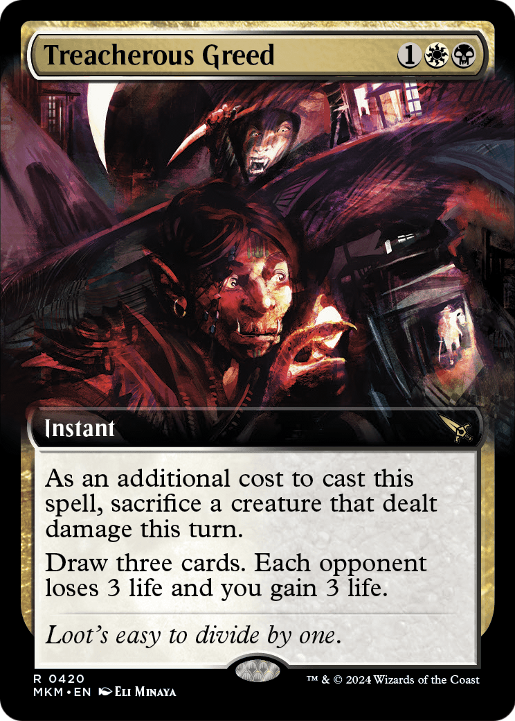 Treacherous Greed (Extended Art) (MKM-420) [Murders at Karlov Manor] Foil