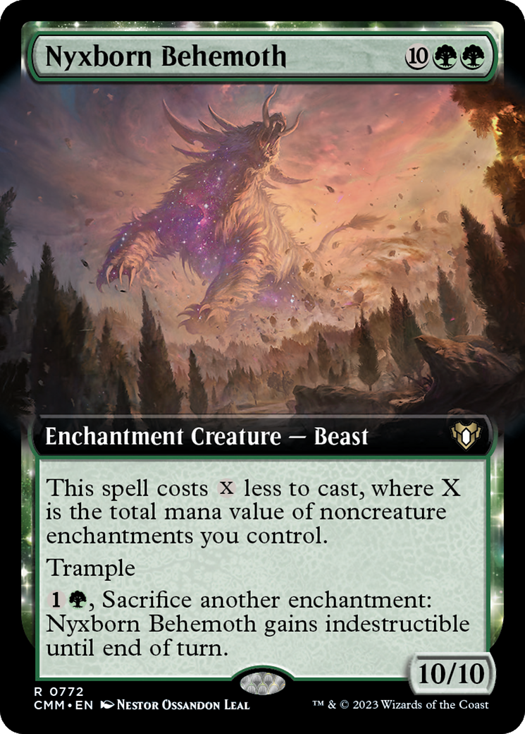 Nyxborn Behemoth (CMM-772) [Commander Masters]: (Extended Art, enchantment) Foil