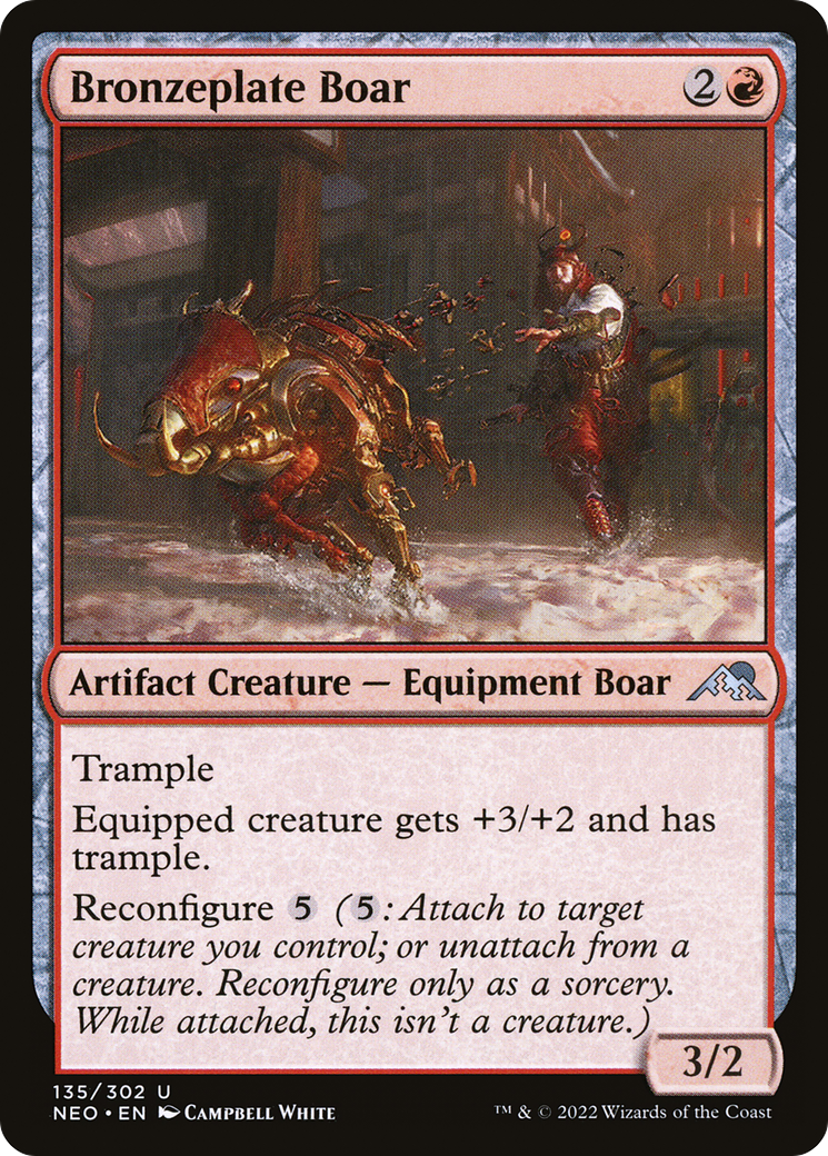 Bronzeplate Boar (NEO-135) [Kamigawa: Neon Dynasty] Foil