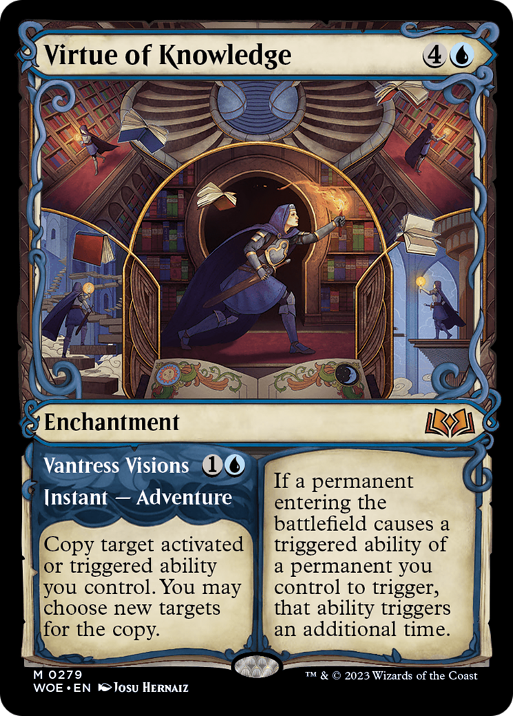 Virtue of Knowledge // Vantress Visions (WOE-279) [Wilds of Eldraine]: (Showcase) Foil