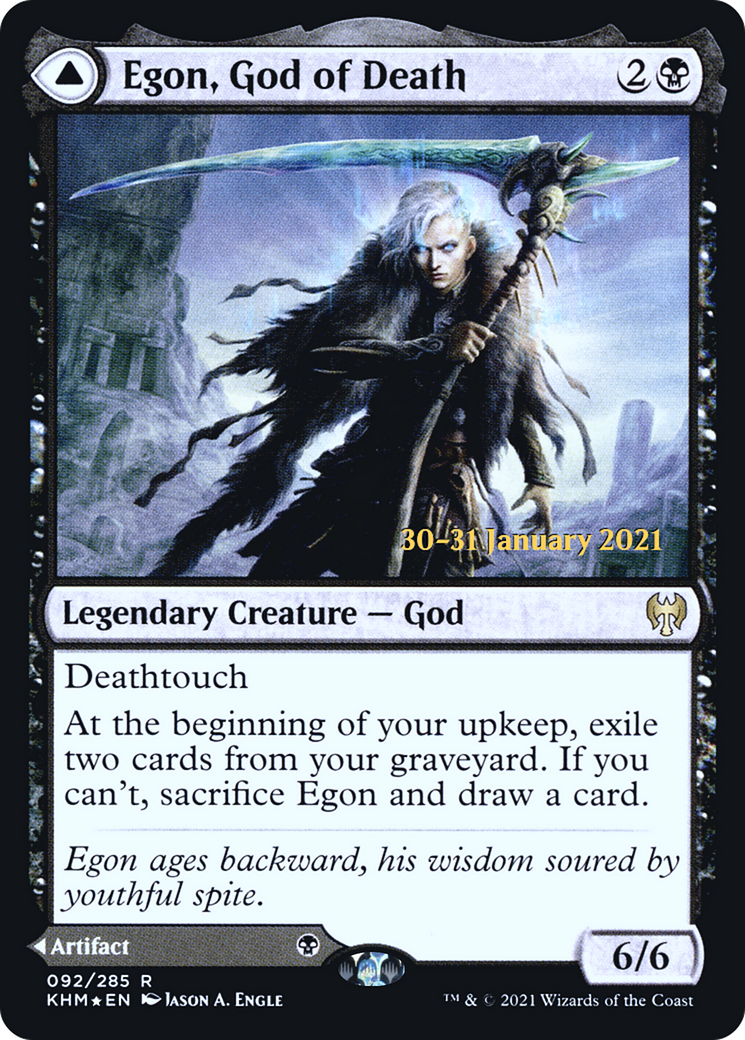 Egon, God of Death // Throne of Death (PRE-92S) [Kaldheim Promos] Foil