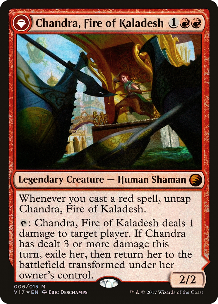 Chandra, Fire of Kaladesh // Chandra, Roaring Flame (V17-006) [From the Vault: Transform]: (originpwdfc) Foil