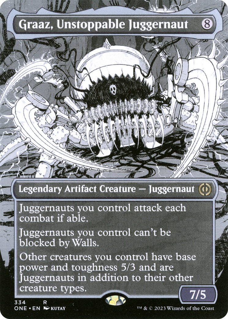 Graaz, Unstoppable Juggernaut (ONE-334) [Phyrexia: All Will Be One]: (Showcase) (Borderless) Foil