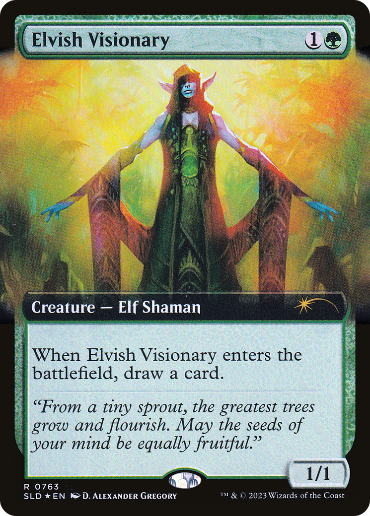 Elvish Visionary (SLD-763) [Secret Lair Drop]: (Extended Art) Foil