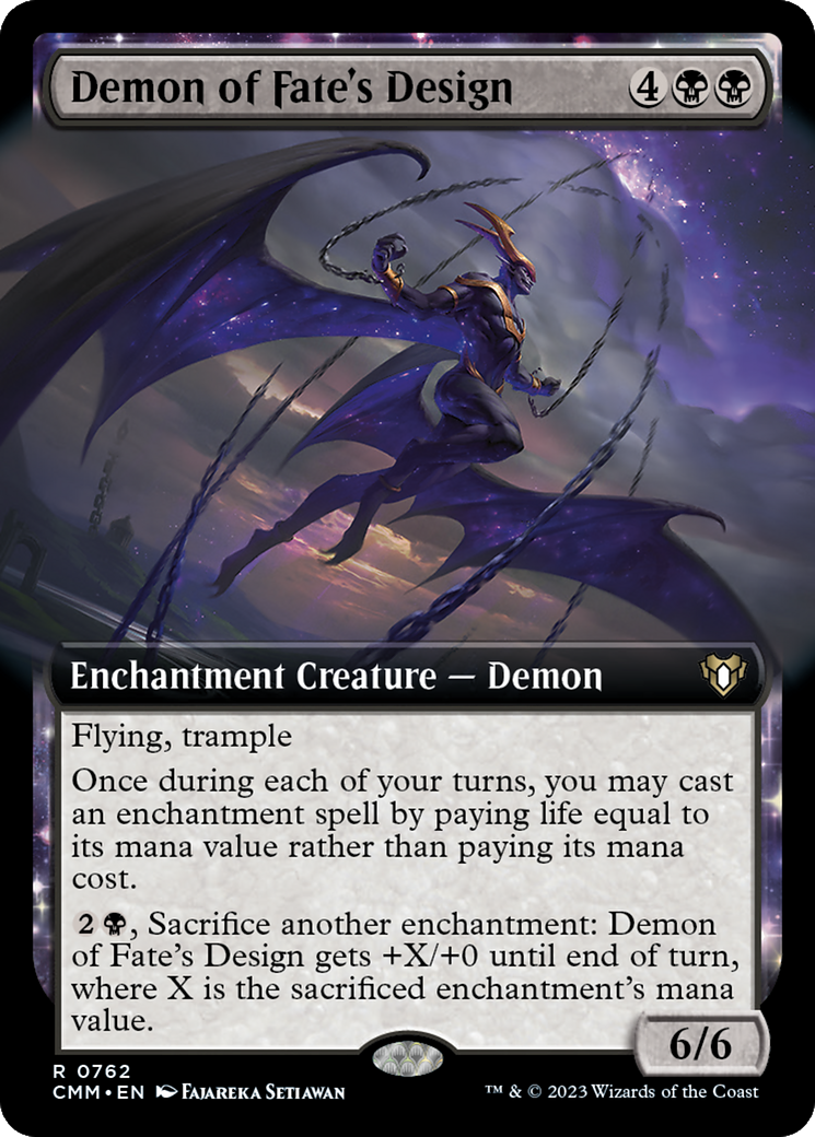 Demon of Fate's Design (CMM-762) [Commander Masters]: (Extended Art, enchantment) Foil